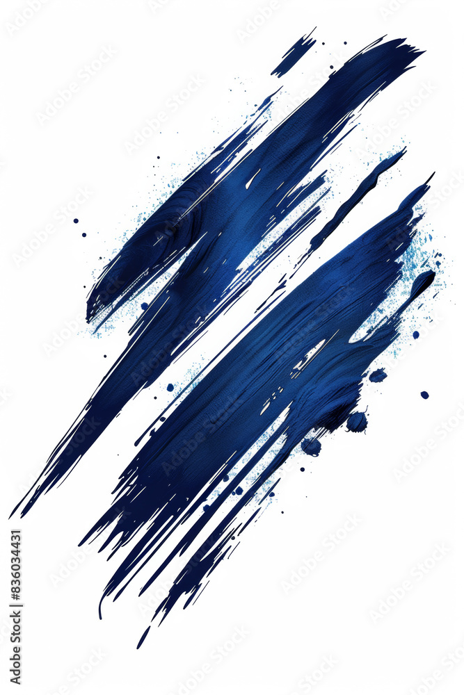 Two streaks of dark blue paint on a white background, vector graphic style Two streaks of dark blue paint on a white background, vector graphic style