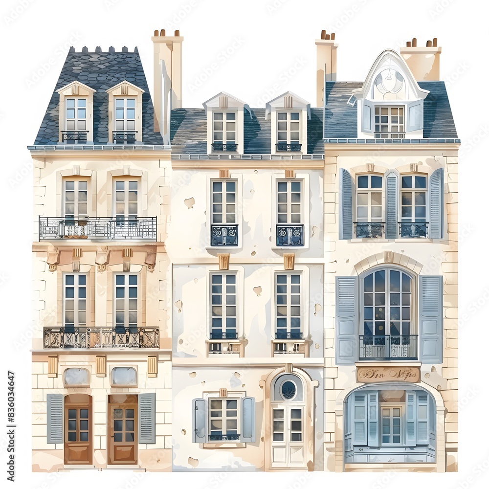 Fototapeta premium French Buildings, Charming and Historic Illustrations