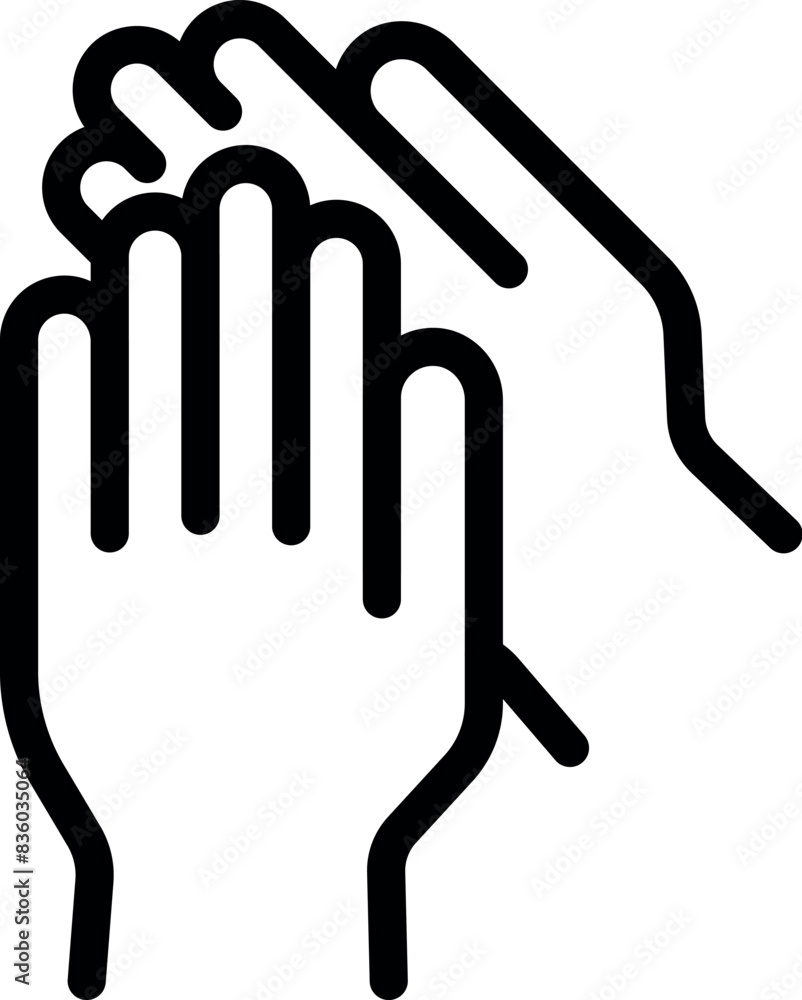 Clapping hands line icon in black and white isolated on white background. Simple, minimalist vector graphic symbol for congratulation, celebration, praise, and support Clapping hands line icon in black and white isolated on white background. Simple, minimalist vector graphic symbol for congratulation, celebration, praise, and support