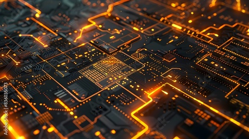 Wallpaper Mural Vibrant Technological Circuit Board with Glowing Microchips and Interconnected Patterns Torontodigital.ca