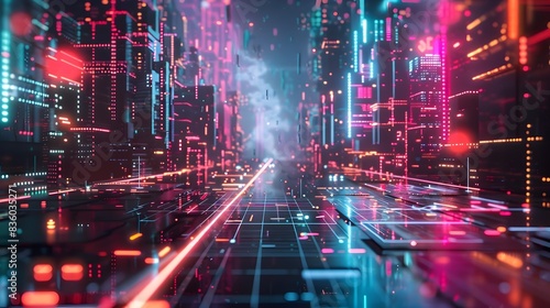 Wallpaper Mural Dazzling City Illuminated by Vibrant Neon Lights and Digital Designs Torontodigital.ca