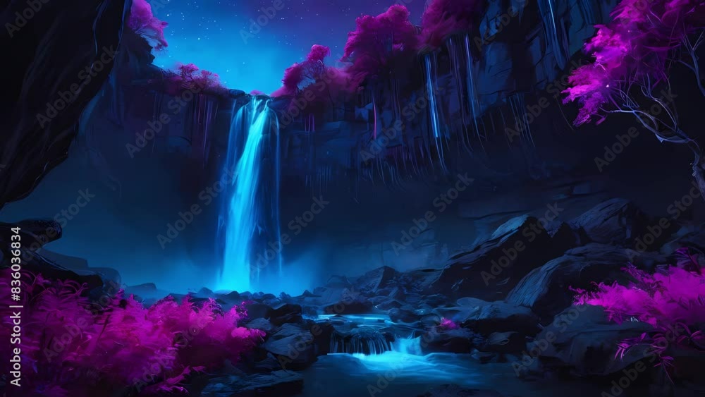custom made wallpaper toronto digitalNeon Waterfall Dreamscape - Anime Scenary
