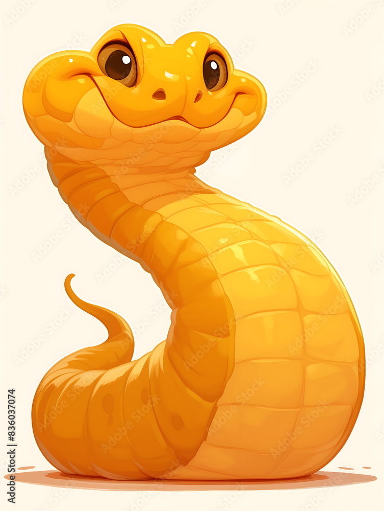 Fototapeta premium Cute Cartoon Snake isolated on a white background