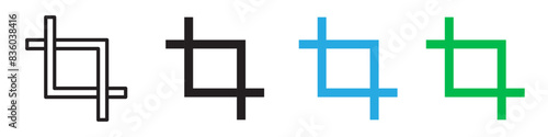 Crop tool icon line art vector
