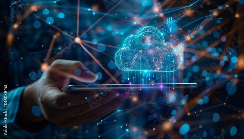 Digital technology, technical cloud support customer service concept, it's support data exchange.