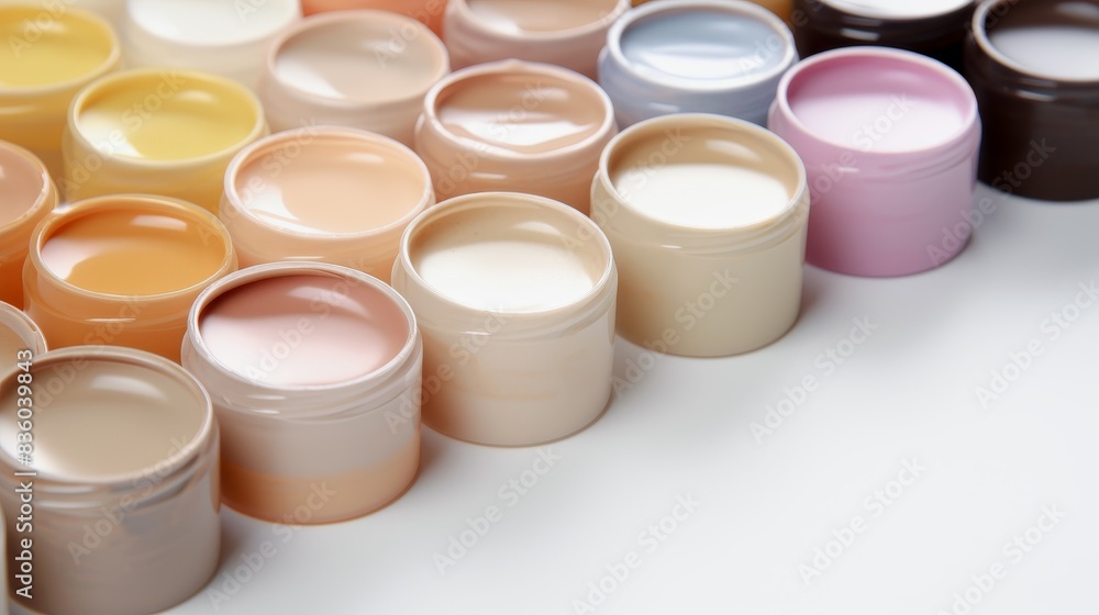 Cans of paints of different colors close-up Cans of paints of different colors close-up