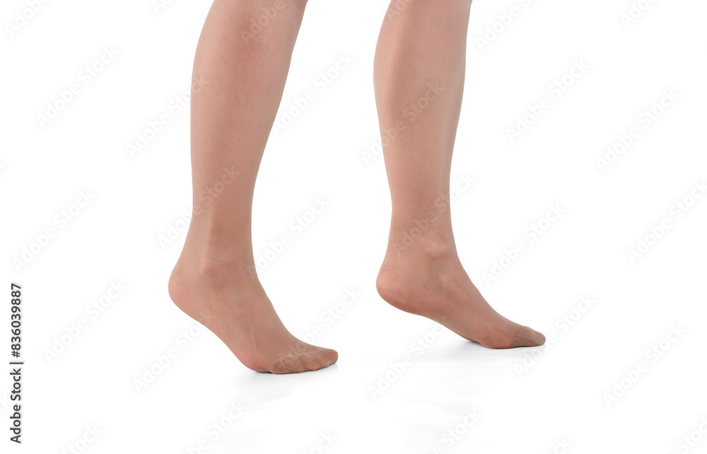 legs of barefoot female isolated on white background legs of barefoot female isolated on white background