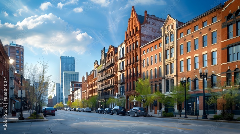 Naklejka premium Historic Business District with Converted Modern Offices in Urban Landscape