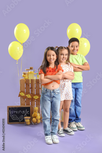Cute little children near l...