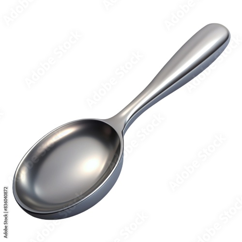 Shiny spoon reflects metallic shine Metal spoon.  Silver utensil gleams on tableware.