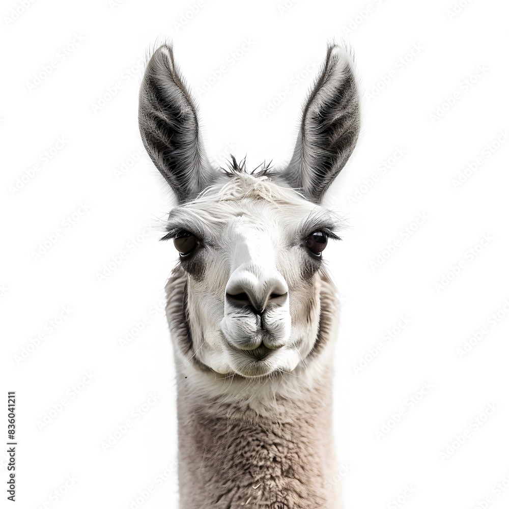 Obraz premium cute watercolor llama with gray and beige colors