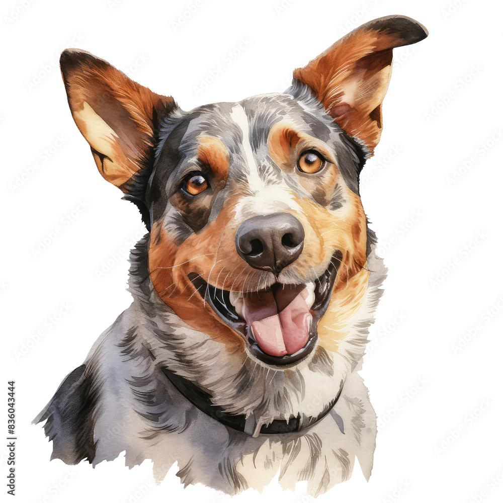 Watercolour Illustration of Australian Cattle dog Watercolour Illustration of Australian Cattle dog