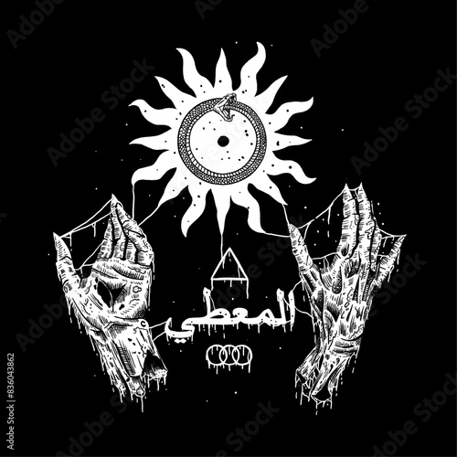 death metal illustration hand of god