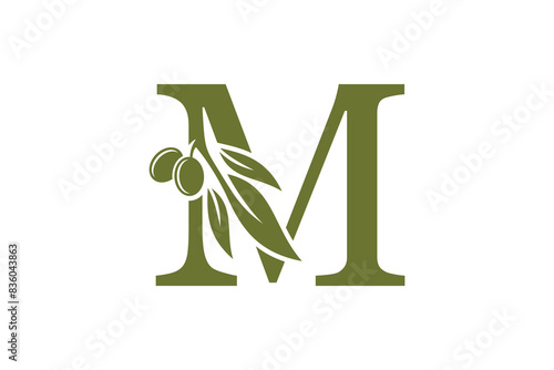 olive oil design with letter m concept