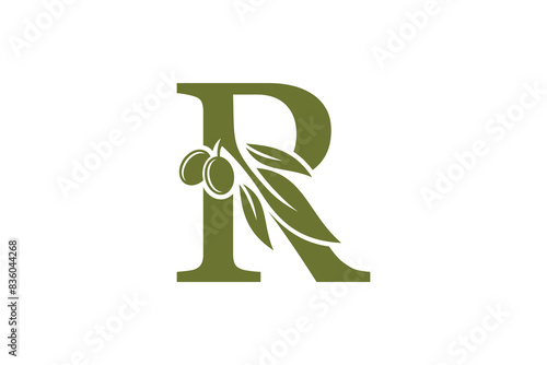 olive oil design with letter r concept