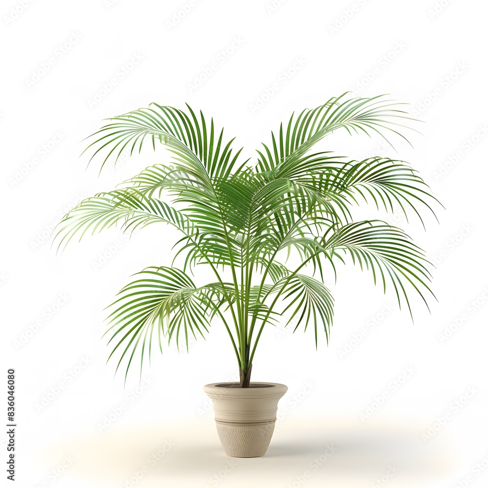 Fototapeta premium Palm Tree in a Pot on a White Background