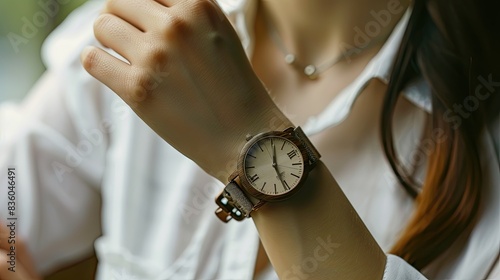 Women's wristwatch with a custom engraving, highlighting personalization.