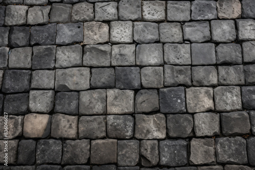 Processed collage of pavement cobble stones surface texture. Background for banner, backdrop