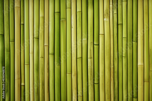 Processed collage of green bamboo fence surface texture. Background for banner  backdrop
