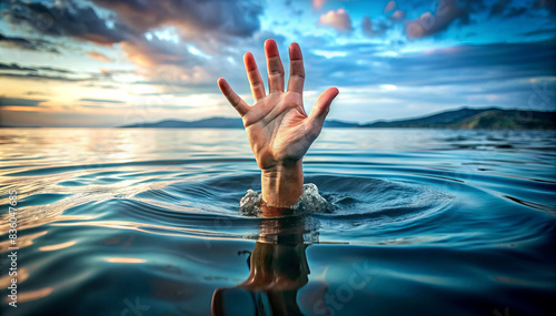 The hand of a drowning man photo