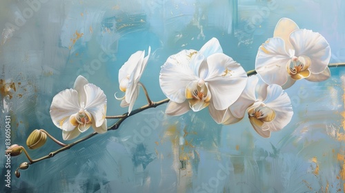 Blossoming white orchid