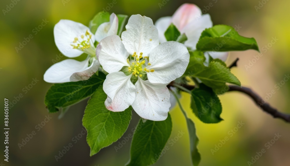 Blossoming Beauty: Apple's White Flowers in Spring Blossoming Beauty: Apple's White Flowers in Spring