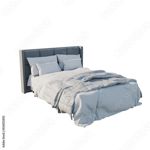 Fotografía Modern double bed on isolated white background
