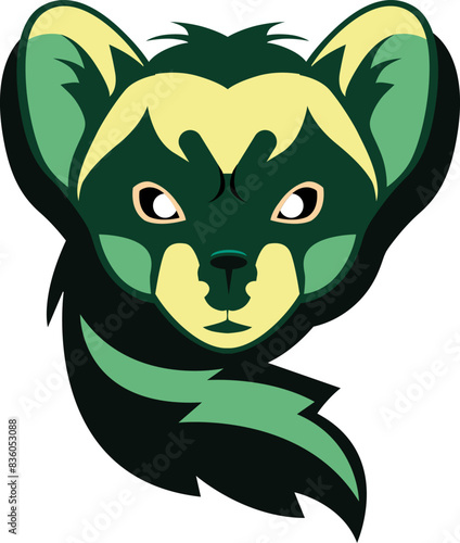 ferret in green on a white background.