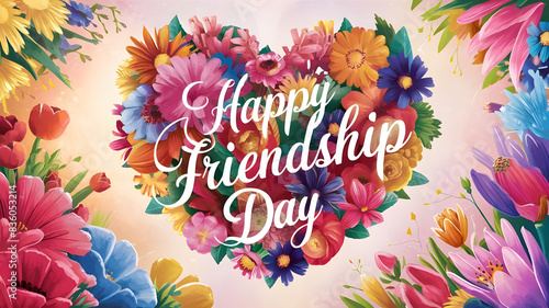 Celebrate Friendship with Colorful Flowers and Love,Happy Friendship Day Text for a Joyful and Heartwarming Tribute, Friendship Celebration