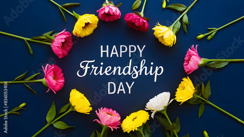 Celebrate Friendship with Colorful Flowers and Love,Happy Friendship Day Text for a Joyful and Heartwarming Tribute, Friendship Celebration