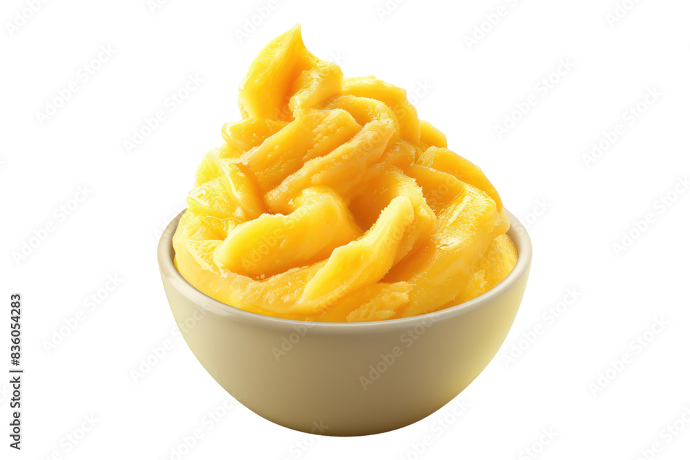 Mango sorbet in a bowl isolated on transparent background Mango sorbet in a bowl isolated on transparent background