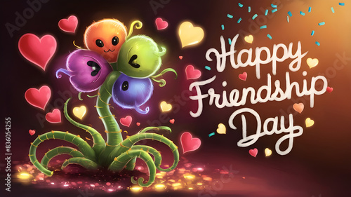 Celebrate Friendship with Vibrant Colors, Happy Friendship Day with a Colorful Friendship Plant, Joyful Bond, Heartfelt Celebration,