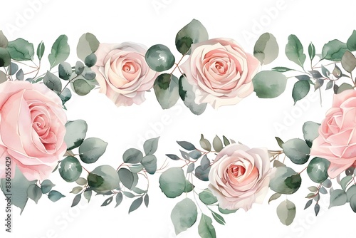 pretty watercolor flowers in pink and green

