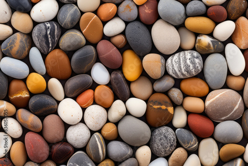 Processed collage of sea shore pebbles texture. Background for banner, backdrop or texture