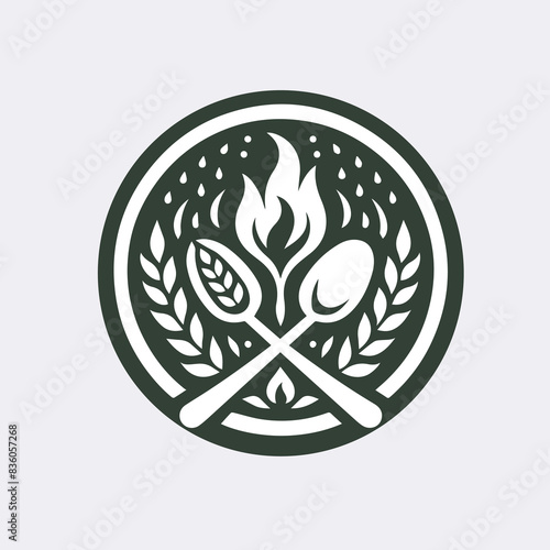 circular wheat design with additional spoon and fork design