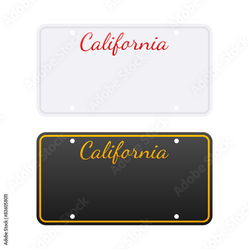 License plate of California. Car number plate. Vector stock illustration