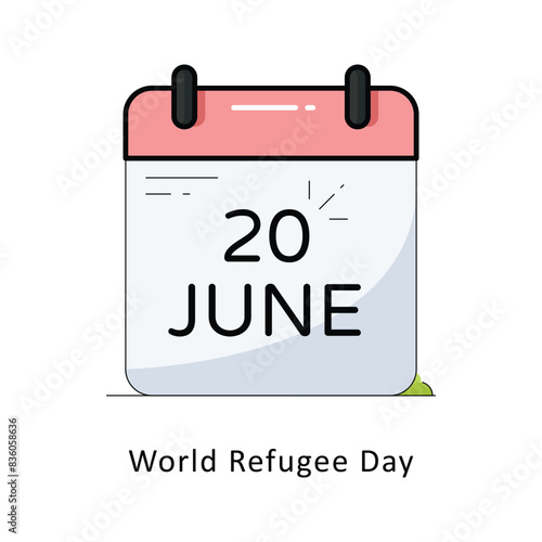 World Refugee Day filled outline Design illustration. Symbol on White background EPS 10 File