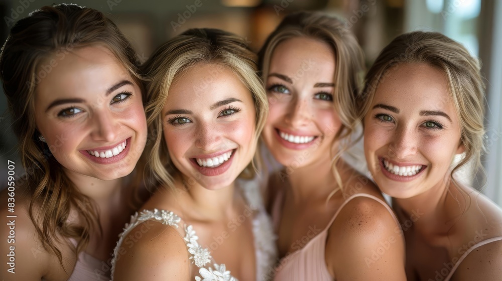 Bridal Party Getting Ready Focus on a group of bridesmaids marry valentine Bridal Party Getting Ready Focus on a group of bridesmaids marry valentine