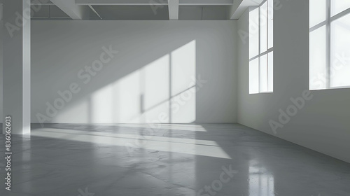 Bright and airy room with large windows and a polished concrete floor. Perfect for use as a studio, gallery, or office.