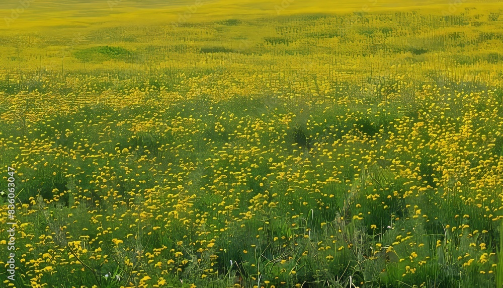 Fototapeta premium Golden Splendor: A Study of Bright Yellow Wildflowers in Summer and Winter
