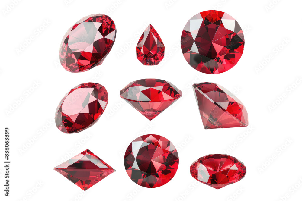 Set of Ruby gem isolated on transparent background Set of Ruby gem isolated on transparent background