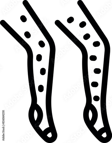 Simple line drawing of two hairpins isolated on a white background