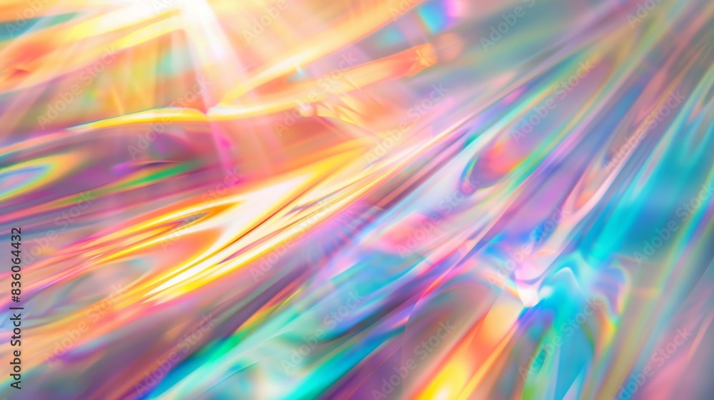 Abstract iridescent background with rainbow colors and light reflections, creating a dreamy and futuristic visual effect. Concept of color, light, and abstract art. Abstract iridescent background with rainbow colors and light reflections, creating a dreamy and futuristic visual effect. Concept of color, light, and abstract art.