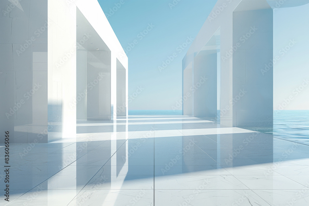 Concrete outdoor square building,Empty architectural background.
