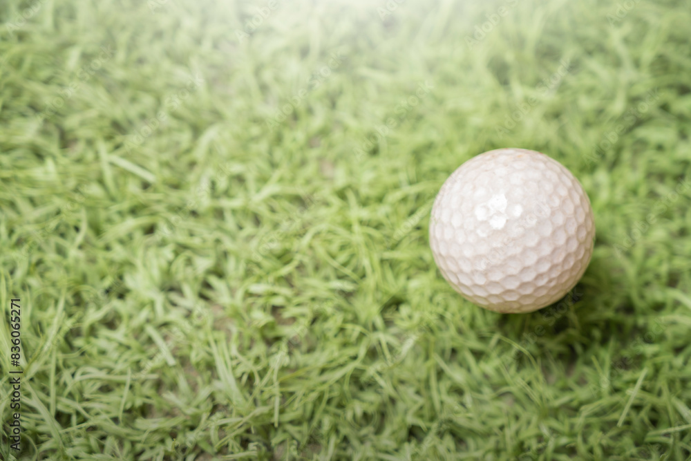 Closeup of golf ball on lush green grass Closeup of golf ball on lush green grass