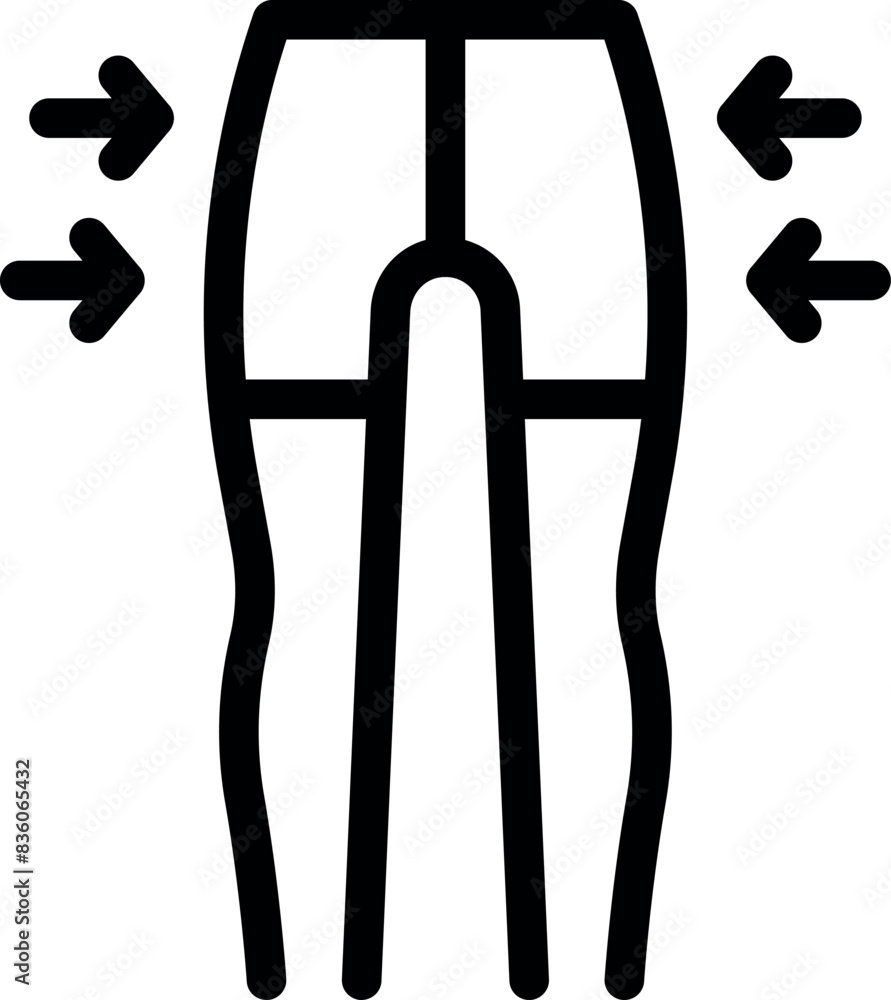 Simple black icon illustrating the concept of a slimming waist as a representation of weight loss Simple black icon illustrating the concept of a slimming waist as a representation of weight loss