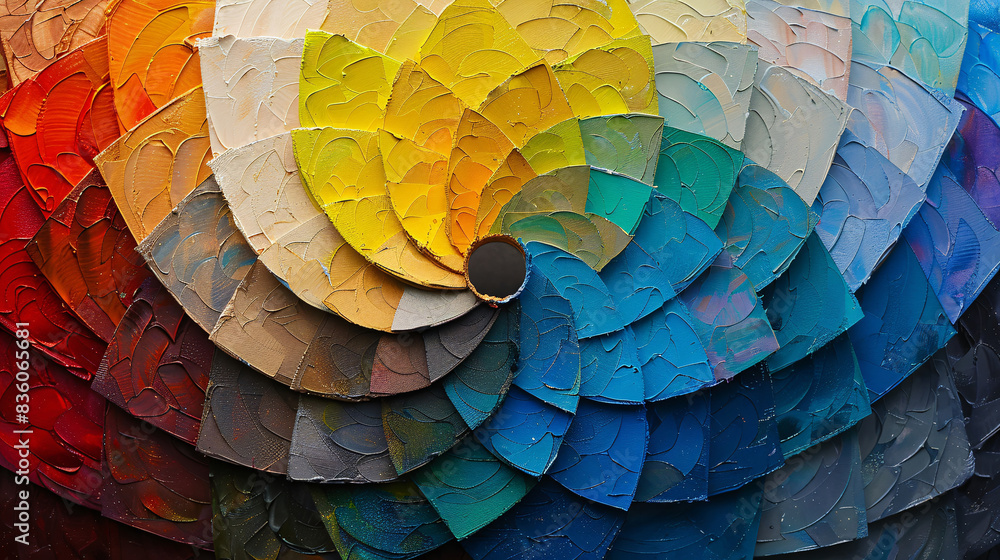 Fototapeta premium Set of colors and tones arranged in a circle, demonstrating color mixing and contrast
