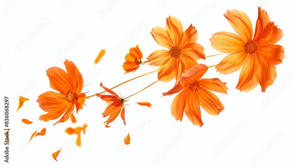 Floating Beauty: Stunning Orange Cosmos Flower in Zero Gravity