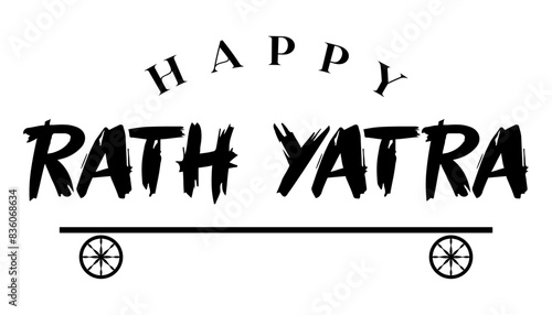 Happy Rath Yatra lettering lord jagannath hindu festival vector illustration.