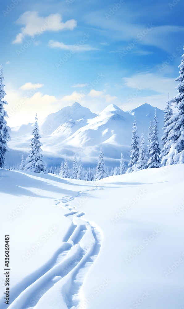 Ski Tracks In The Snow Of The Rocky Mountains Ski Tracks In The Snow Of The Rocky Mountains